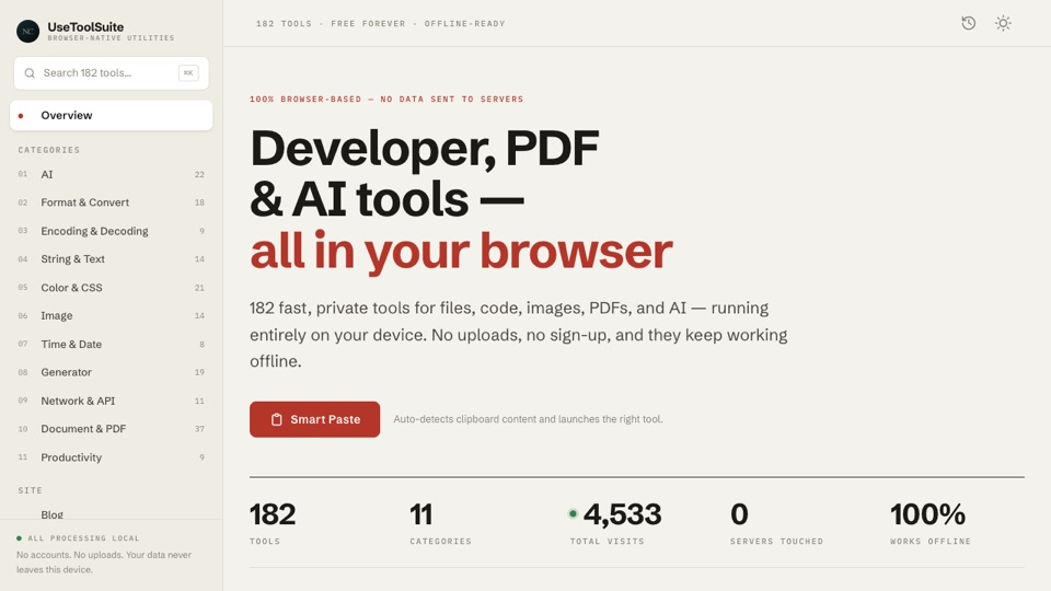 UseToolSuite platformunun ana sayfası